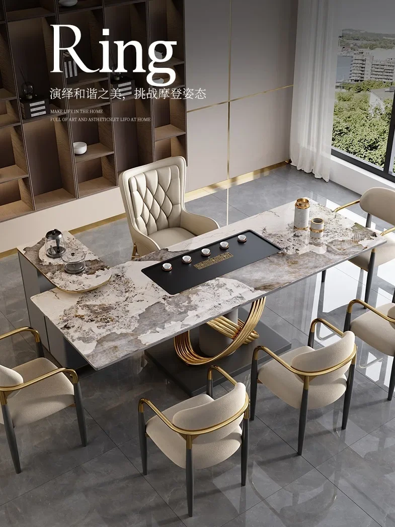 

Скандинавский продвинутый чайный столик из каменной плиты, простой чайник, встроенный чайный столик