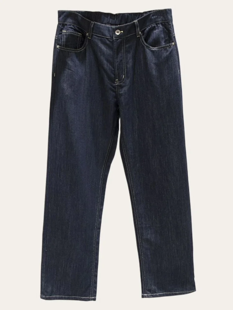 Jean en Denim polyvalent pour hommes f taille élastique jambe droite coton Lyocell printemps automne nouveau Sle décontracté Faion Ci Wear