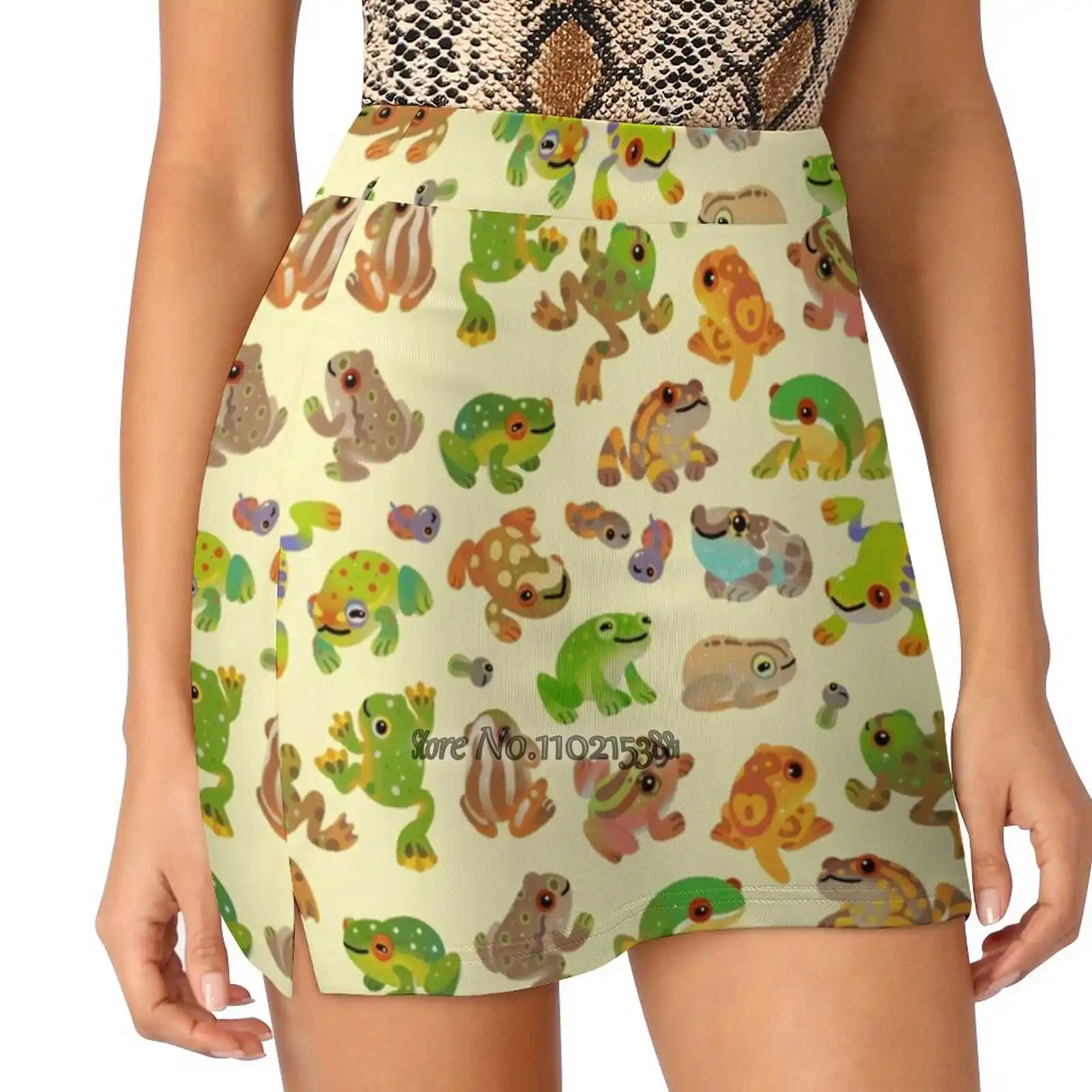 Tree Frog Women Mini Skirt Two Layers With Pocket Skirts Sport Fitness Running Skorts Tree Frog Frog Cottagecore Animal Cute