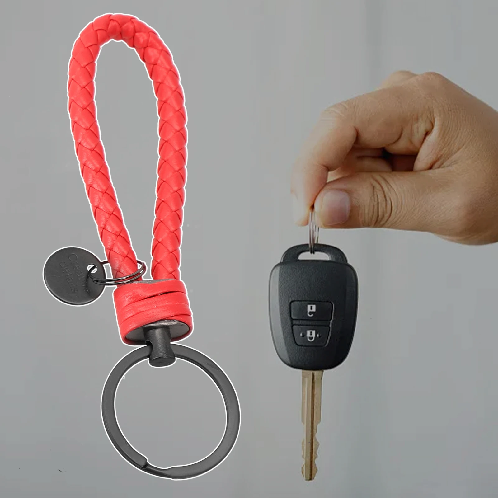 Car Key Ring 0.012kg Black / Red Synthetic Leather Rope Key Chain Keychain Leather Strap Accessories Braided Car