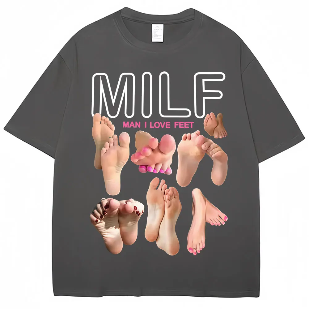 MILF رجل أحب أقدام مضحك ميمي تي شيرت الرجال النساء الفكاهة موضة تي شيرت لينة القطن س الرقبة المتضخم عادية تي شيرت الشارع الشهير