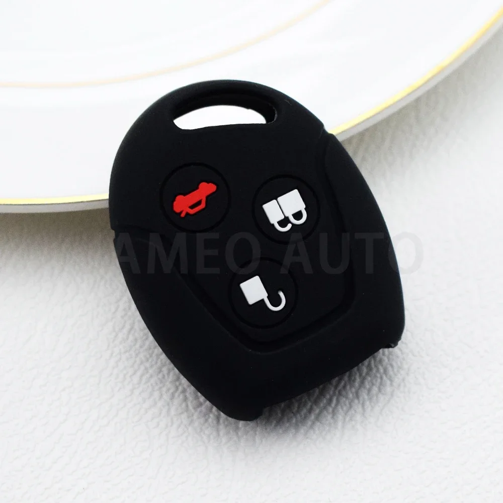 For Ford Series Focus Mondeo Festiva Fusion Suit Fiesta 3 Buttons Round Silicone Car Key Case