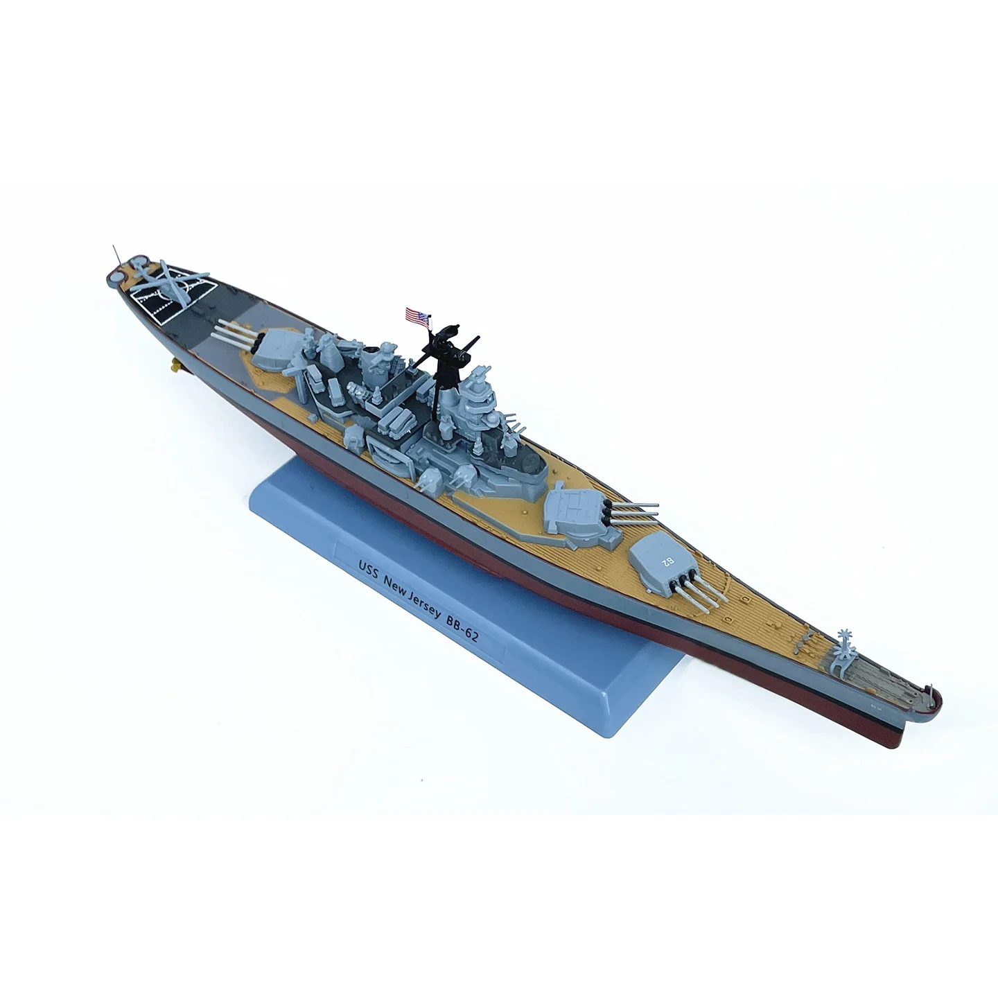 1: 1000 navio de guerra dos EUA da Nova Jersey (1991 versão modificada) modelo estático com acabamento em liga de casco