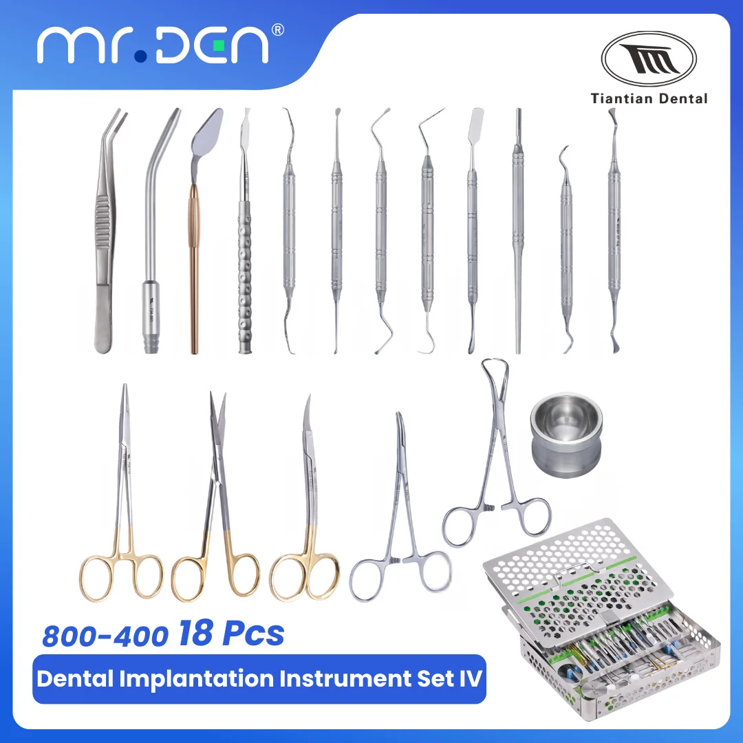 TIANTIAN 18Pcs Dental Implant Instrument Kit Oral Surgery Basic Tool Set with Sterilization Box