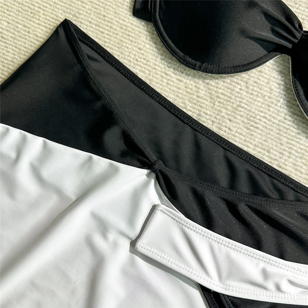3-teiliges Bikini-Set mit Rock, Bügel-Bikini, Damen-Badeanzug, dreiteiliger Bikini, Damen-Bademode, Badeanzug, Schwimmanzug V7167 – Detail 11