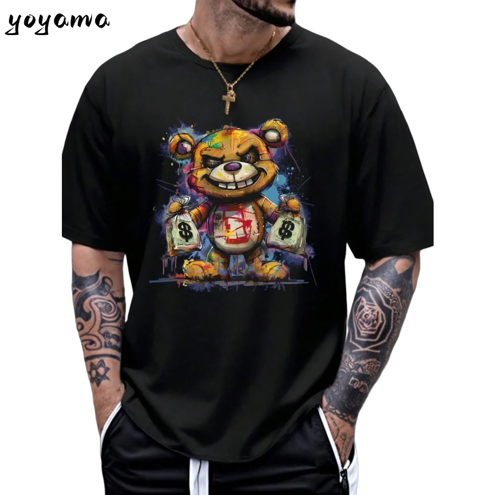 

Trendy T-Shirt for Man Cartoon Bear Summer Breathable Men's Short-Sleeved Fashion Casual Y2k T-Shirt Funny Casual Men's Clothing