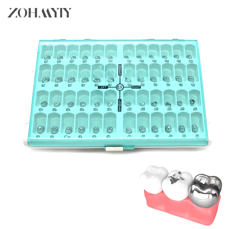 

48Pcs/Box Dental Kid Crowns Preformed Metal Crown Stainless Steel Temporary Crowns Dentistry Orthodontic Material Therapy Tools