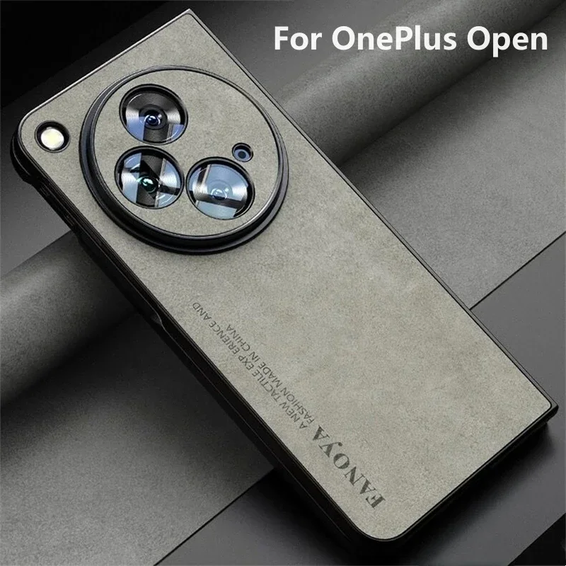 For Oneplus Open Case Shockproof Bumper Stylish Shell for Oneplus Open 5G Luxury PU Leather Silicone Full  Protection Cover