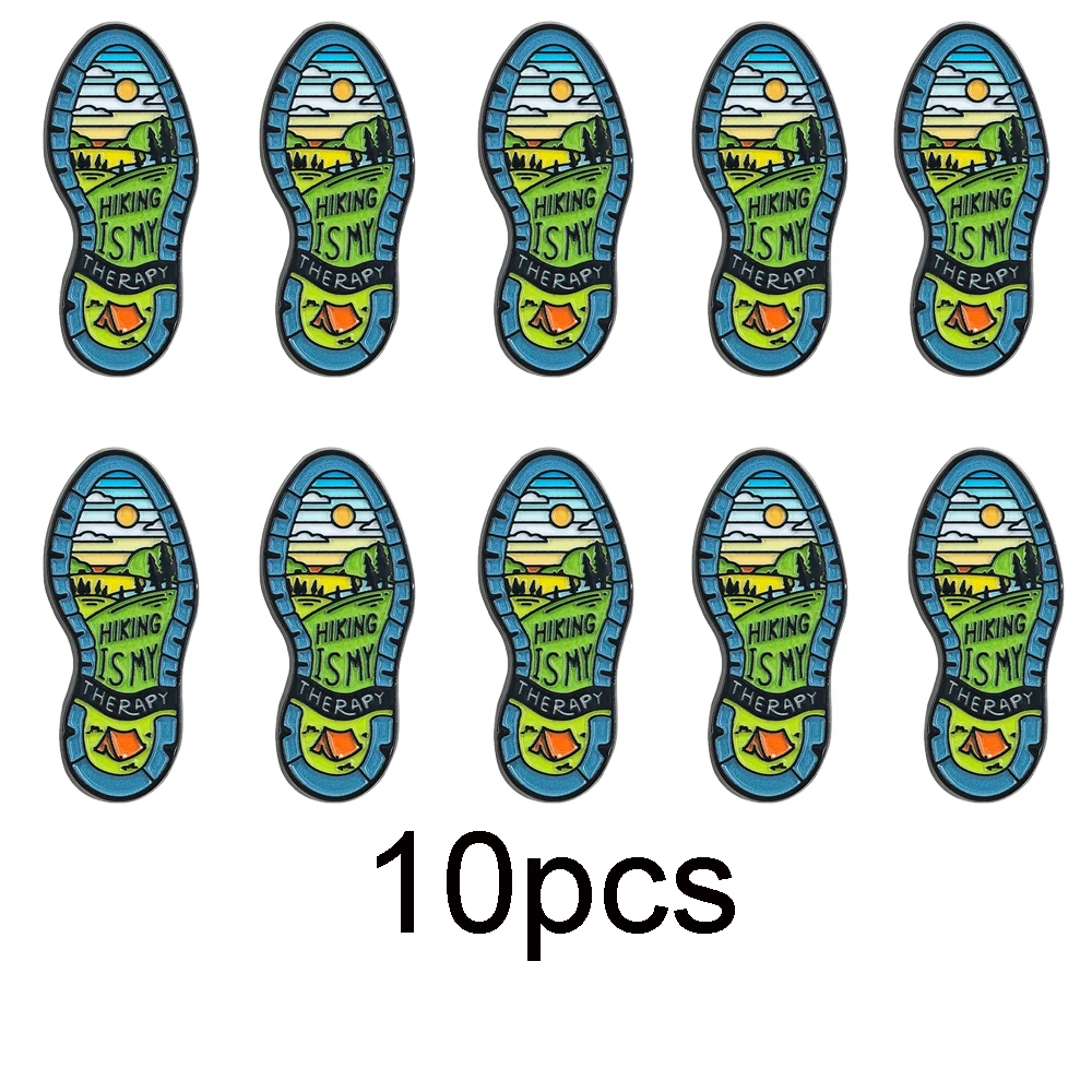 Wandern ist meine Therapie Emaille-Pin Lustige Camping-Schuhsohlen-Brosche Outdoor-Abenteuer-Abzeichen Naturliebhaber-Anstecknadeln Rucksack-Schmuck – Detail 14