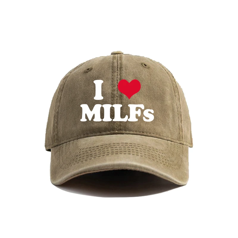 I Love MILFS Baseball Cap Summer Distressed Dad Hats Men Outdoor Adjustable Cotton Caps MZ-476