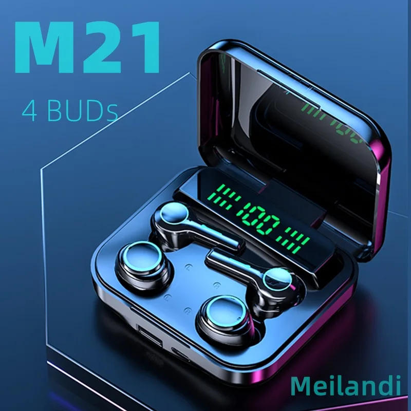 سماعة رأس بلوتوث M22 جديدة للزوجين موديل أربعة أزواج من شاشة ديجيتال تعمل باللمس رياضية لاسلكية مقاومة للماء TWS5.2