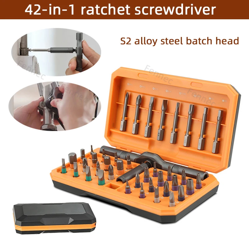 

Набор прецизионных отверток с храповым механизмом 42 в 1, портативный ручной инструмент, многоцелевой комбинированный инструмент для ремонта, разборки и сборки