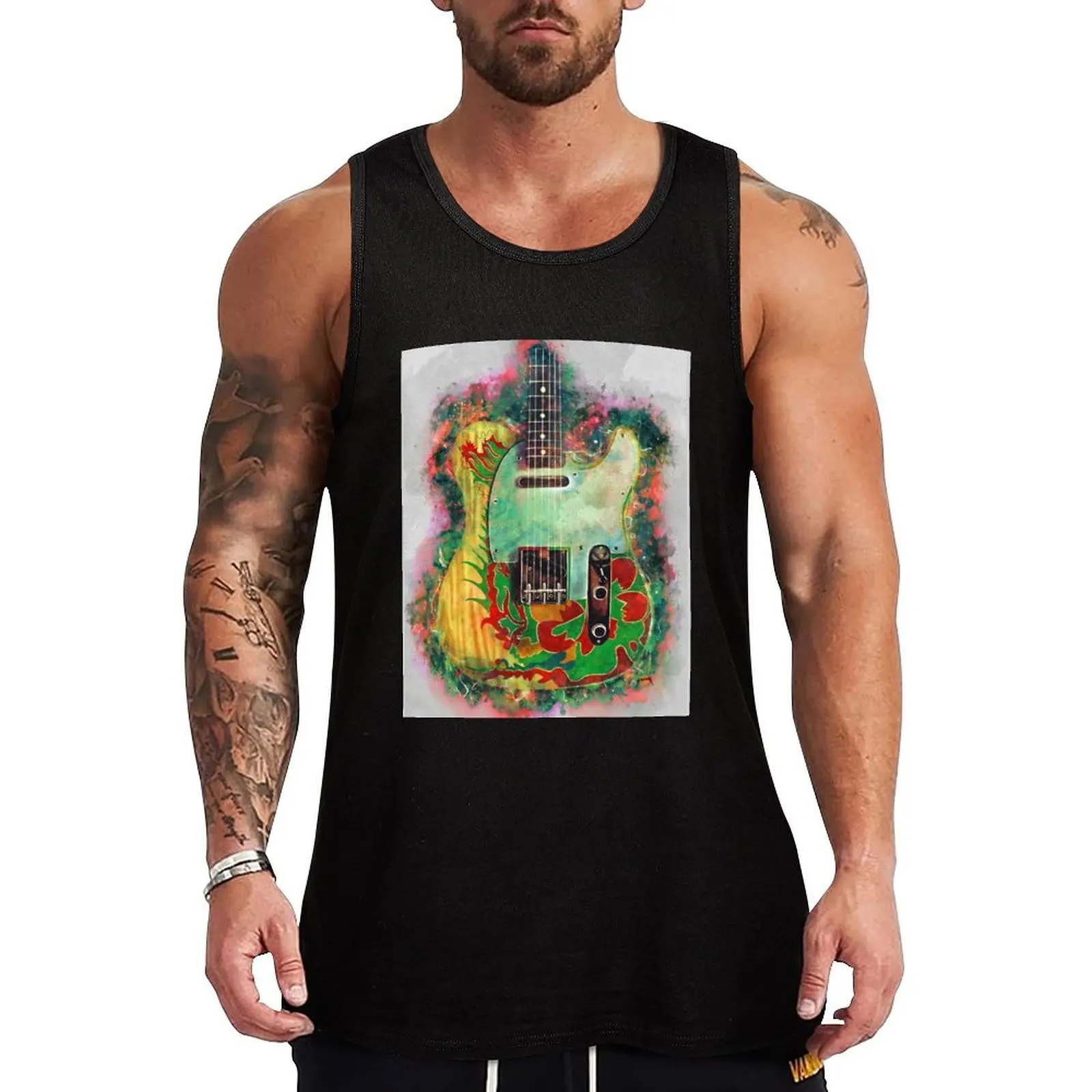 

Jimmy Page's Dragon Electric Guitar Tank Top sports clothes for men Men's singlets man vest Male clothes