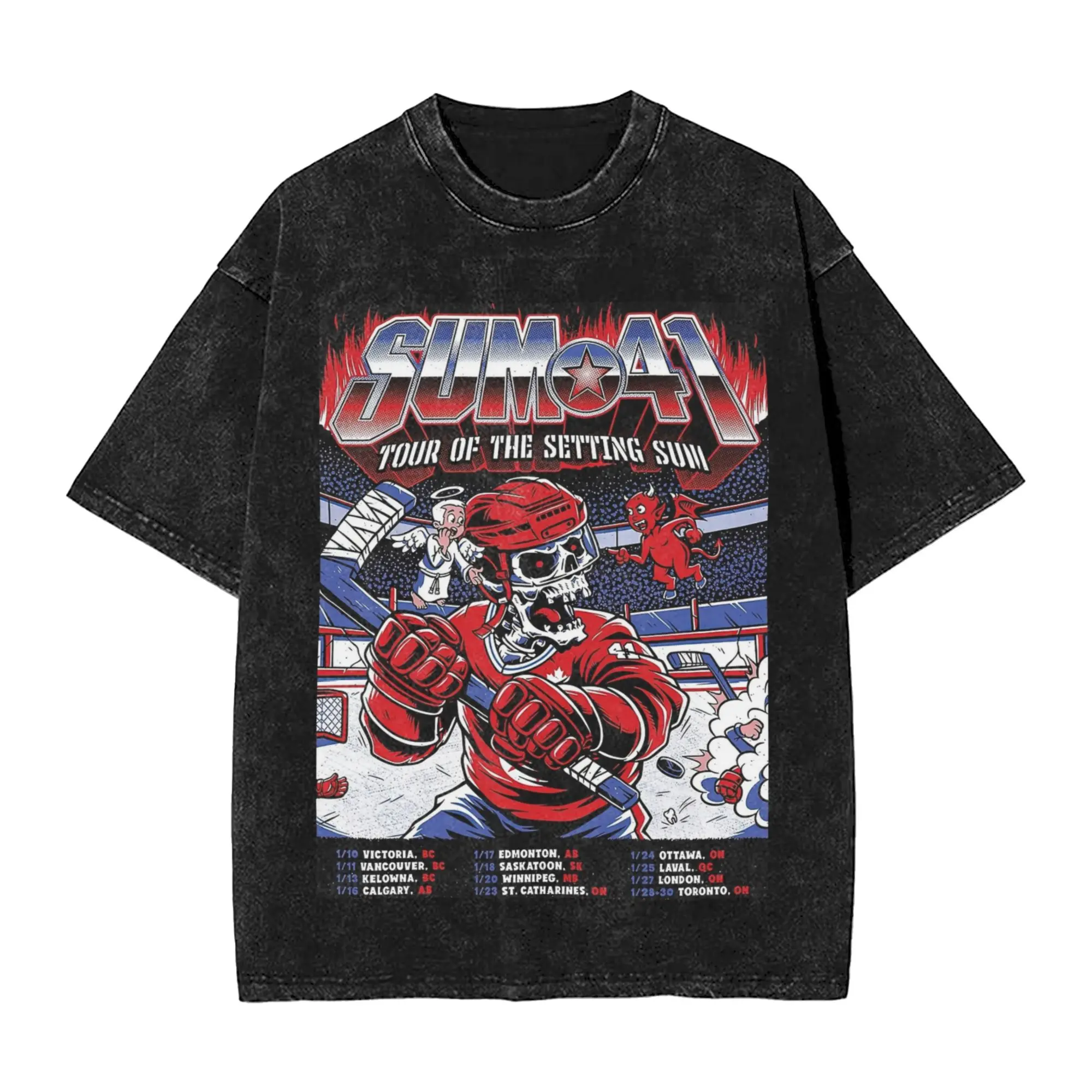 The Final Tour the Setting Sum 41 T Shirts Hip Hop Washed Cotton Oversize T-Shirts  Retro Men Women Streetwear Summer Tee Shirt