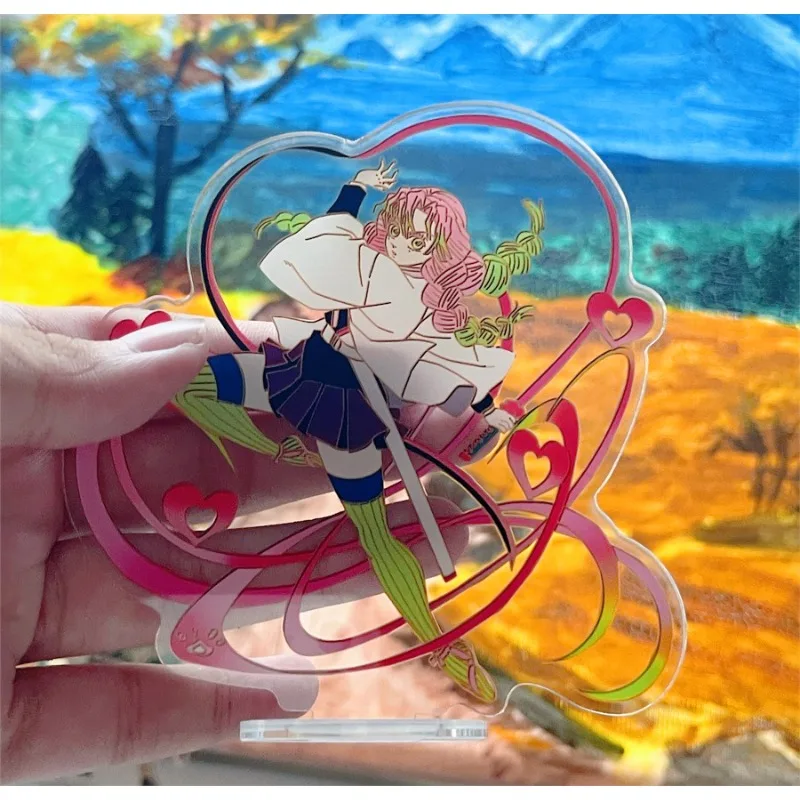 Urocze figurki akrylowe Demon Slayer Kanroji Mitsuri, figurki anime, dekoracje na biurko do samochodu, modele, zabawki dla dzieci, prezenty urodzinowe