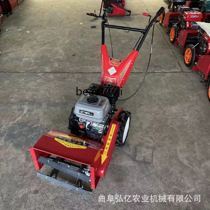 NNMultifunctional gasoline lawn mower, rotary tillage ditch four-wheel drive orchard wasteland loosening micro-tiller