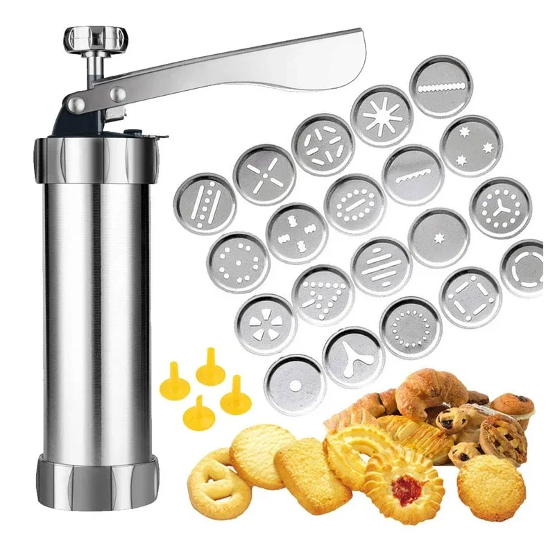 Cool Cook Cookie Press Machine Stainless Steel Biscuit Extruder Gun Kit Set DIY Maker Baking Decoration Supplie Accessories Tool