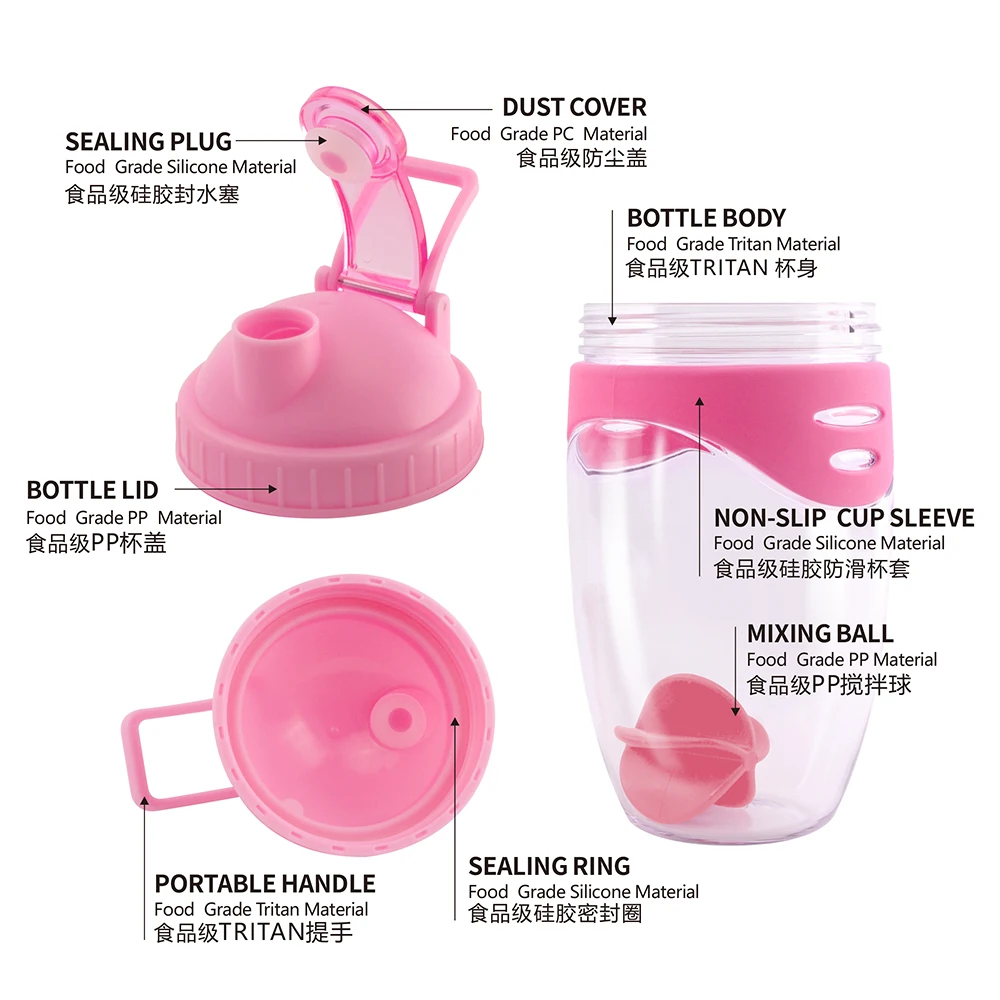 Protein Shaker Bottle Leak Proof Bottle Powder Shake Cup Water Bottle Plastic Mixing Cup Body Building Exercise Bottle