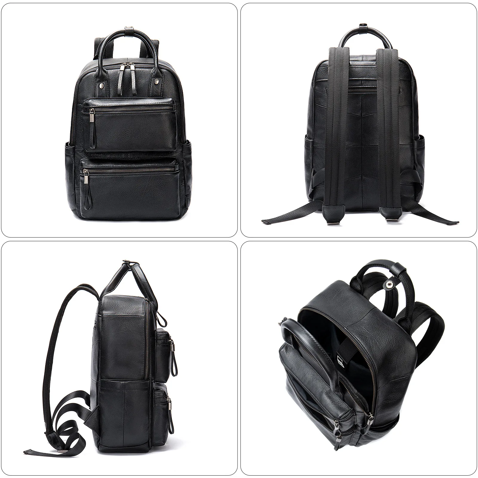 Modische Tasche aus echtem Leder für Herren und Damen, 14-Zoll-Laptop-Rucksäcke, Jungen- und Mädchen-Schulrucksack, Reiserucksack aus Rindsleder