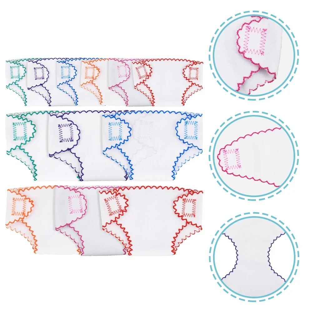 12 Pcs Girls' Cloth Diapers Assortment Baby Accessory Pretend Toy Clothes Knitted Cotton Underpants