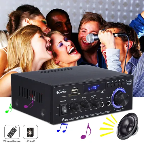 Imagen 2 del producto Woopker amplificador de potencia estéreo AK45 Pro Max 820W 2 canales Bluetooth 5,0 reproductor de amplificadores Hi-Fi para Karaoke de coche de cine en casa