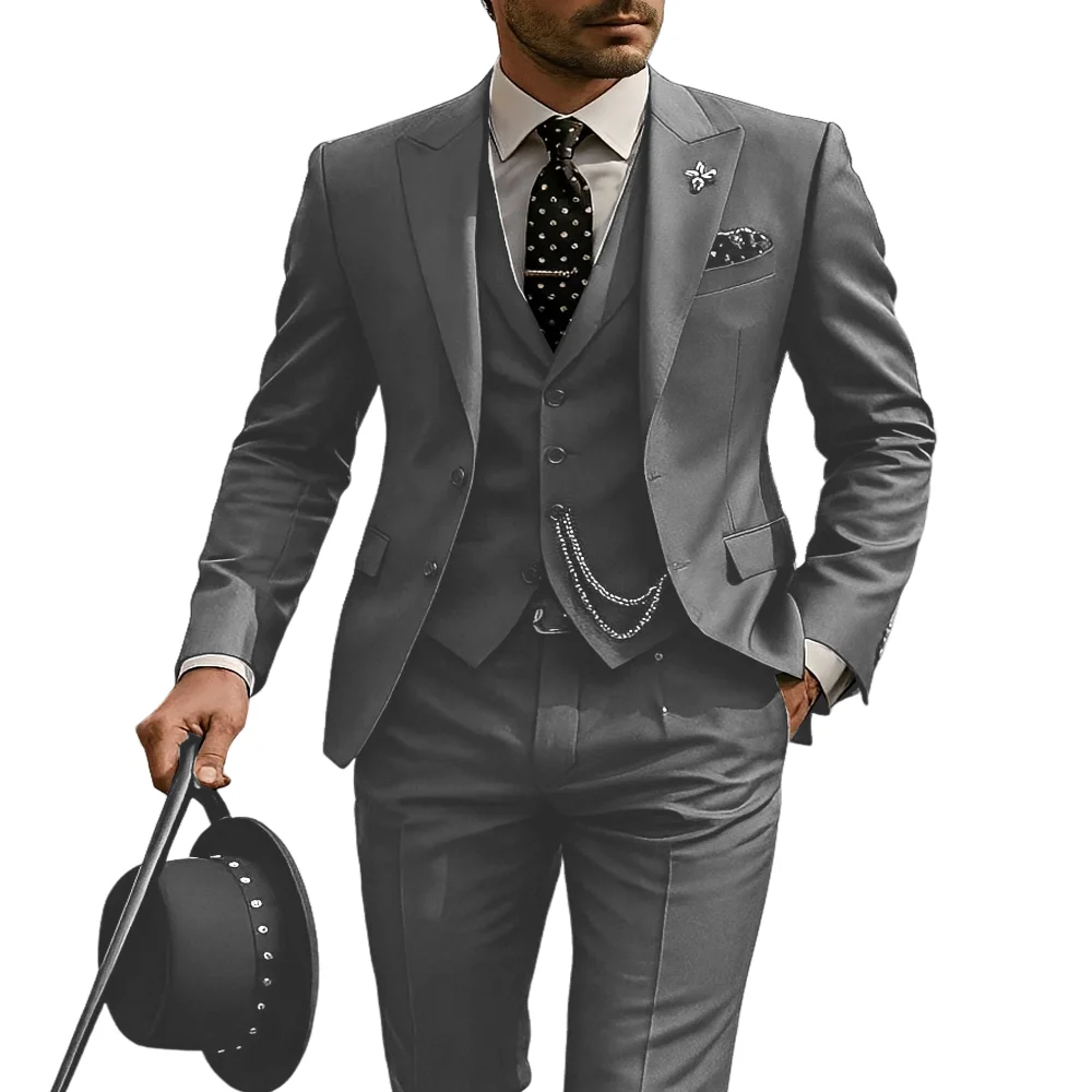 

Men's 3-Piece Suit, Wedding Groom's Tuxedo, Party Custom Suit, Elegant Ouifit Custom Blazer and Trousers Vest