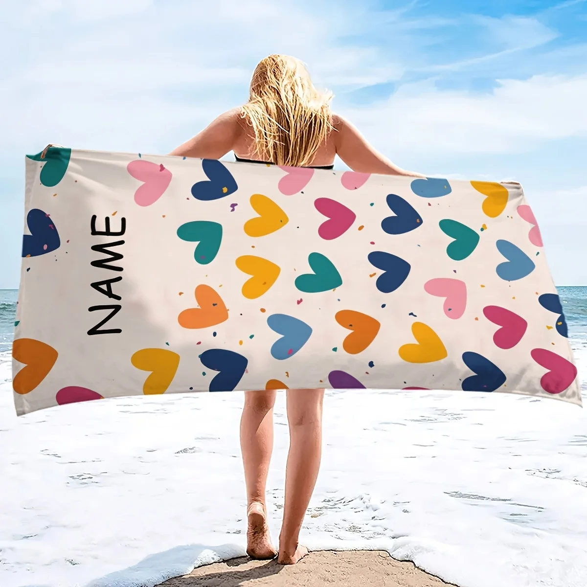 Personalized Beach Towel Design Custom Name Logo Microfiber Beach Towel Thin Absorbent for Beach Swimming Yoga Bath Sports