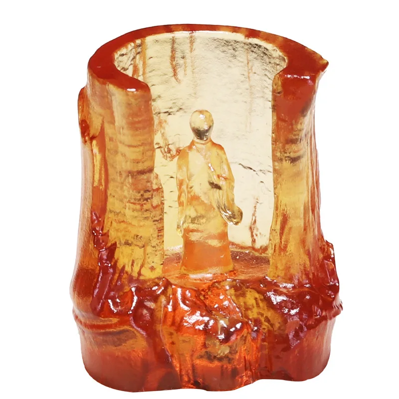 

Ancient glazed new Chinese style study brush pen persimmon incense insert handicraft calligraphy student gift desktop ornament