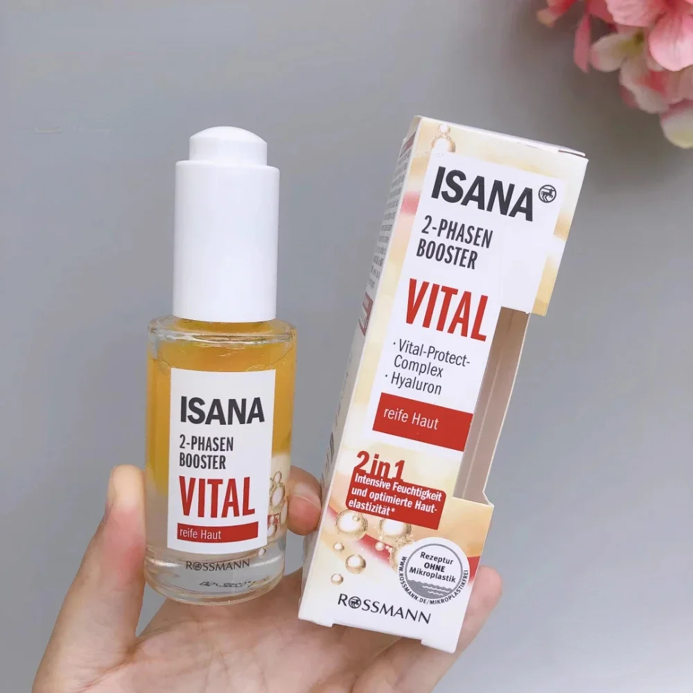 Germany ISANA Essential Oil + Hyaluronic Acid Water Oil Serum 30ml Hydration Nourishing Anti-Wrinkle Firming 2-in-1 Skin Care