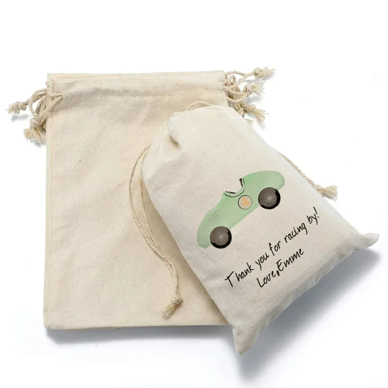 Personalized Race Car Sports Pattens Drawstring Pockets Family Birthday Party Supplies Kids Party Decoration Anniversaire Item