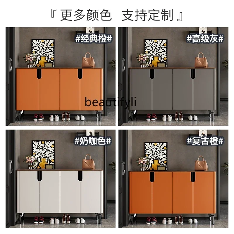 N178 G Medieval style modern household porch cabinet foyer partition saddle leather large capacity book shoe cabinet