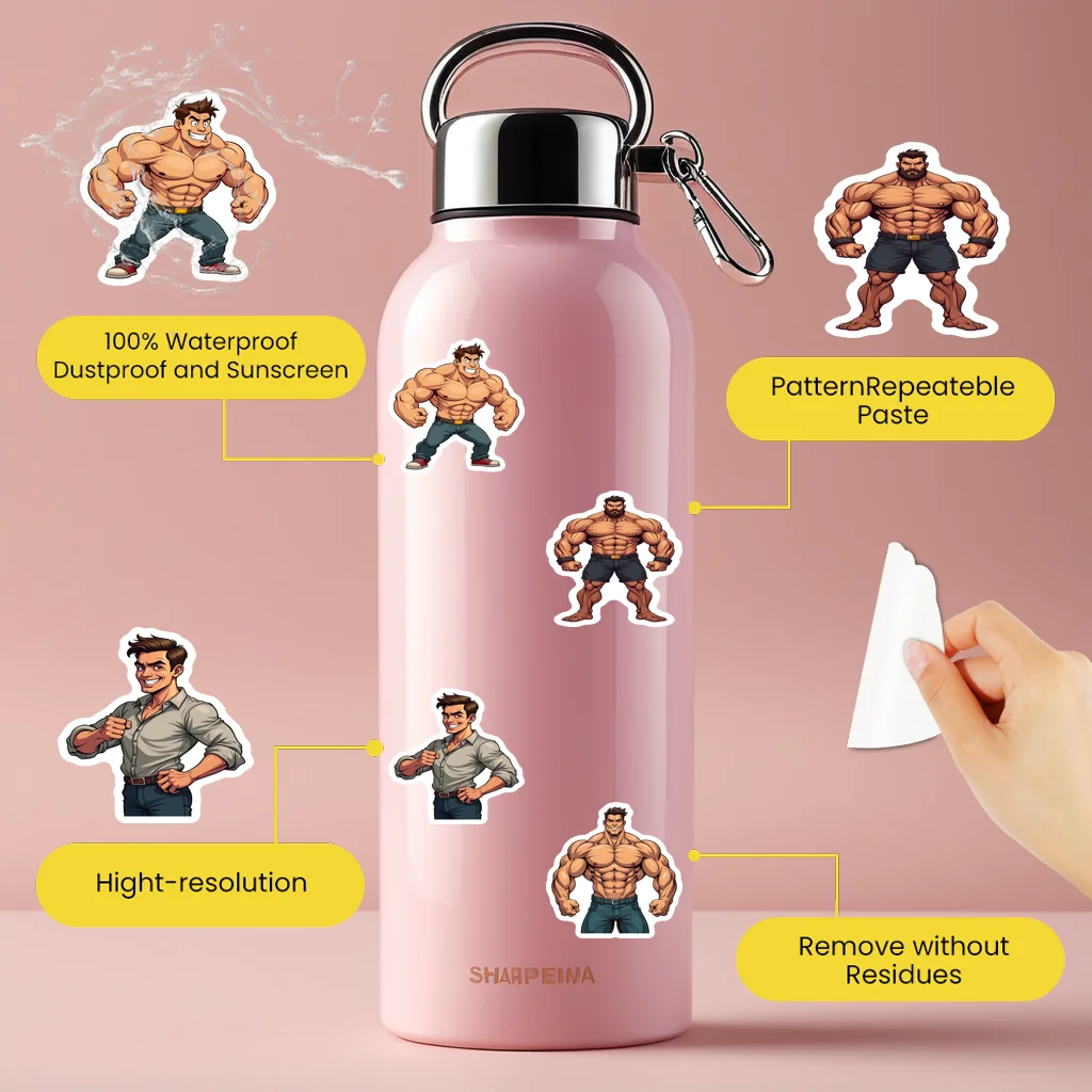 35pcs-70pcs Decals Power Muscle Men Stickers Cartoon Stickers Character Stickers For Car Sticker Suitcase Phone