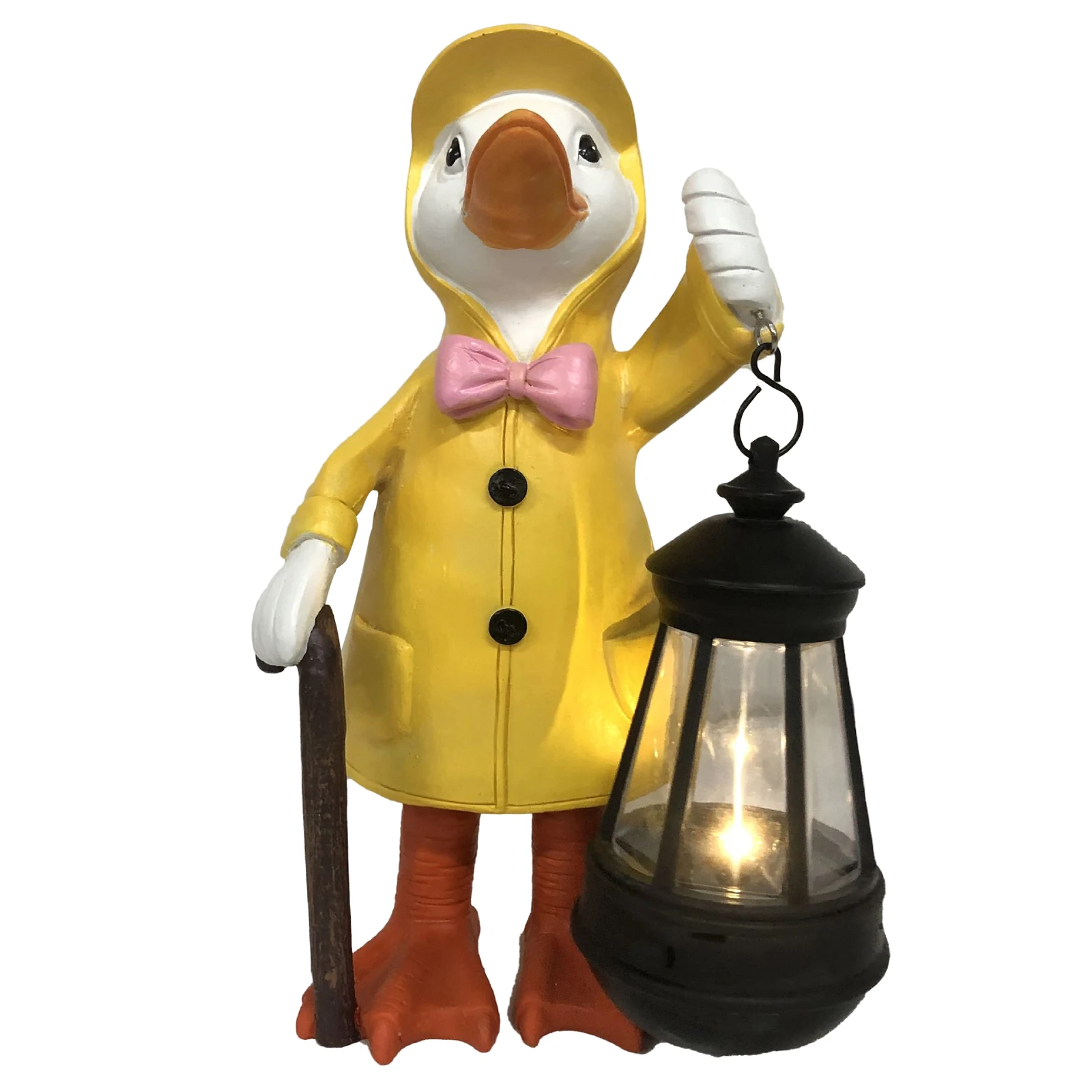 

Solar Hanging Lamp Garden Statue Ornaments Resin Carrying Lantern Raincoat Duck Statue Waterproof Home Decor for Lawn Courtyard