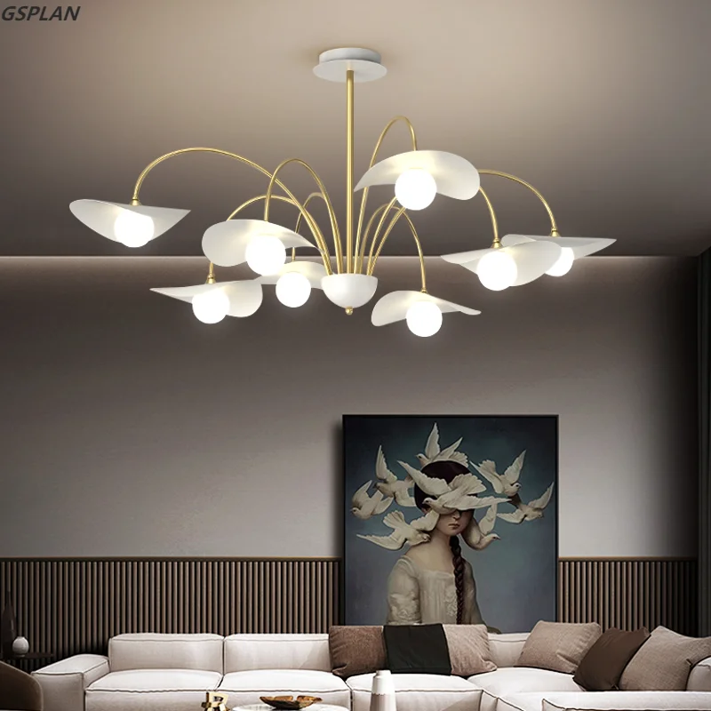 GSPLAN-candelabros LED 2023 para sala de Estar, comedor, dormitorio, cocina, diseño moderno y Simple, dorado, blanco, G9