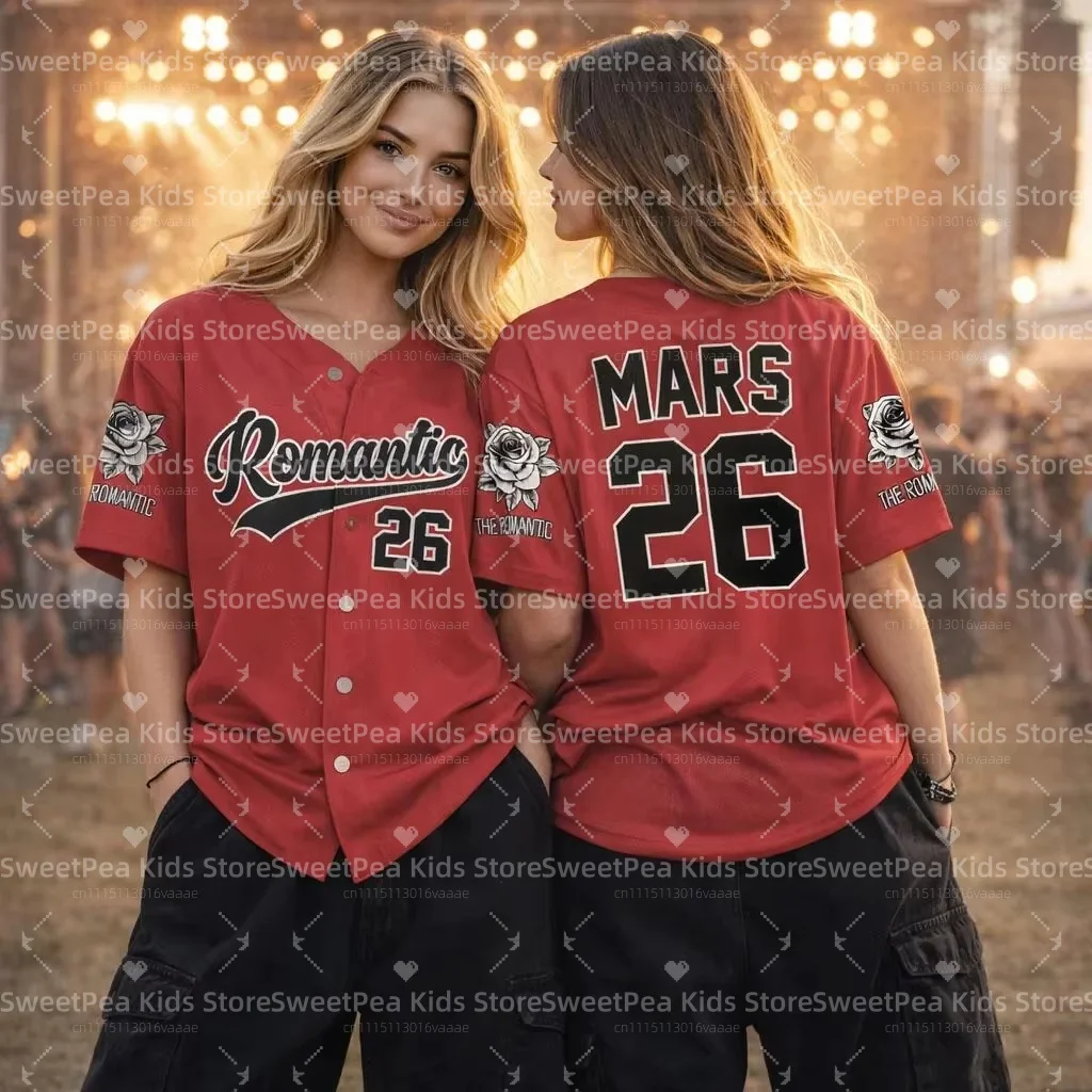 2026 Bruno Mars 24K Hooligans Baseball Jersey Men Women Unisex Short Sleeve Hip Hop Streetwear Tops for Fans Family Matching