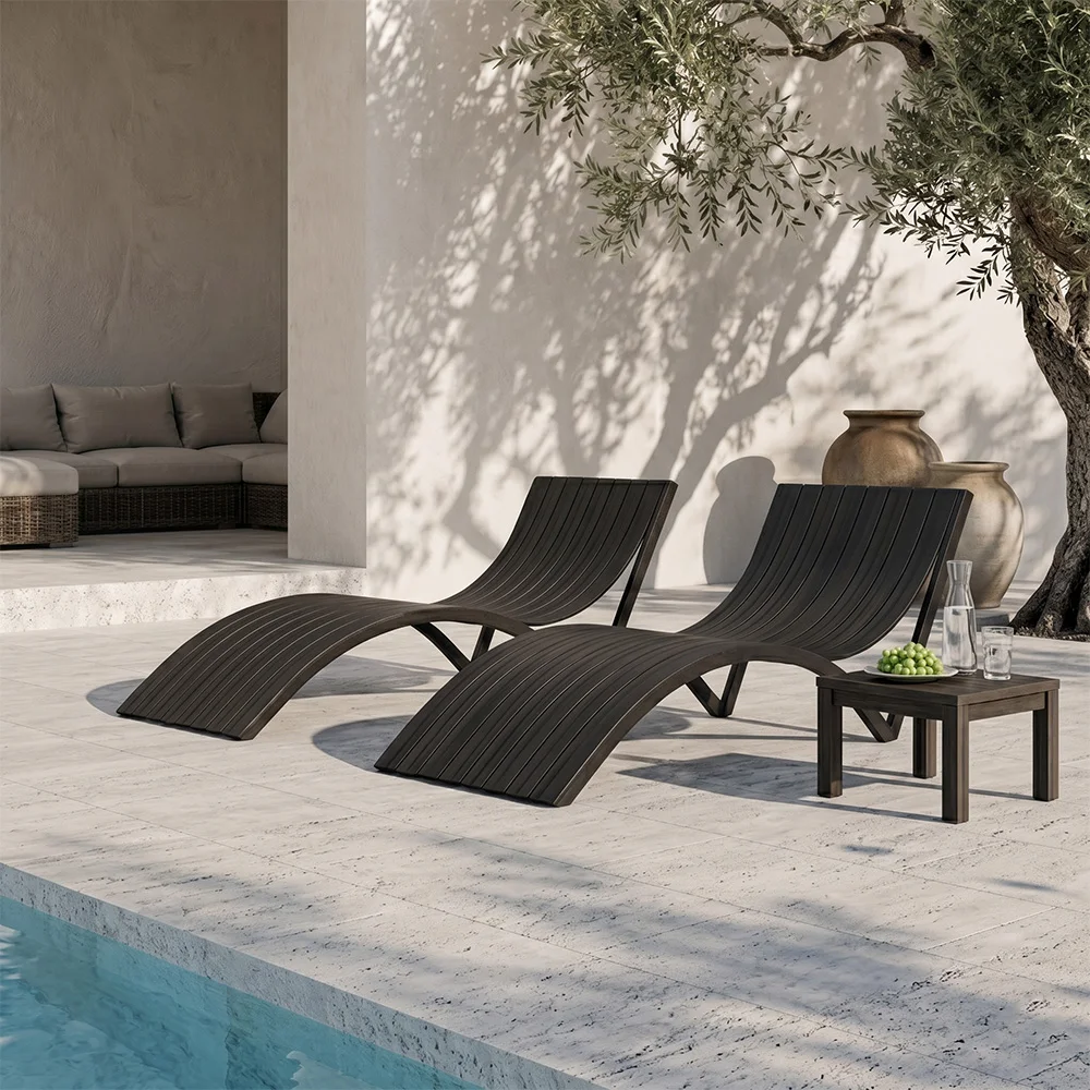 Aluminum Outdoor Recliner Chair for Swimming Pool. Luxury Aluminum Patio Chaise Lounge Chair for Hotel Resort Poolside