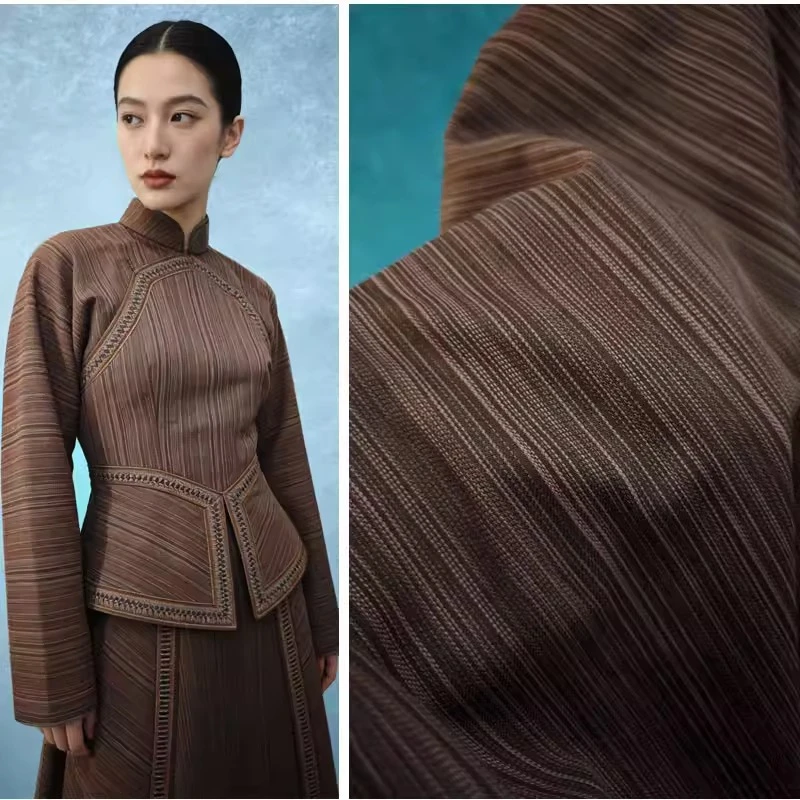 

Весенне-осенняя жаккардовая ткань с узором «Бамбуковый узел» для создания модной одежды кофейного цвета: пальто, брюки, ткань для шитья своими руками