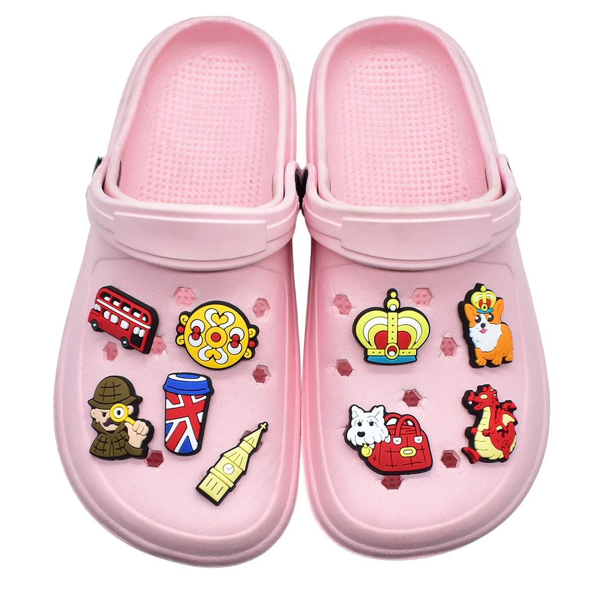 New British Style Clog Charms Soft PVC Detachable Shoe Buttons Waterproof Multi Styles Retro UK DIY Shoe Decor Accessories