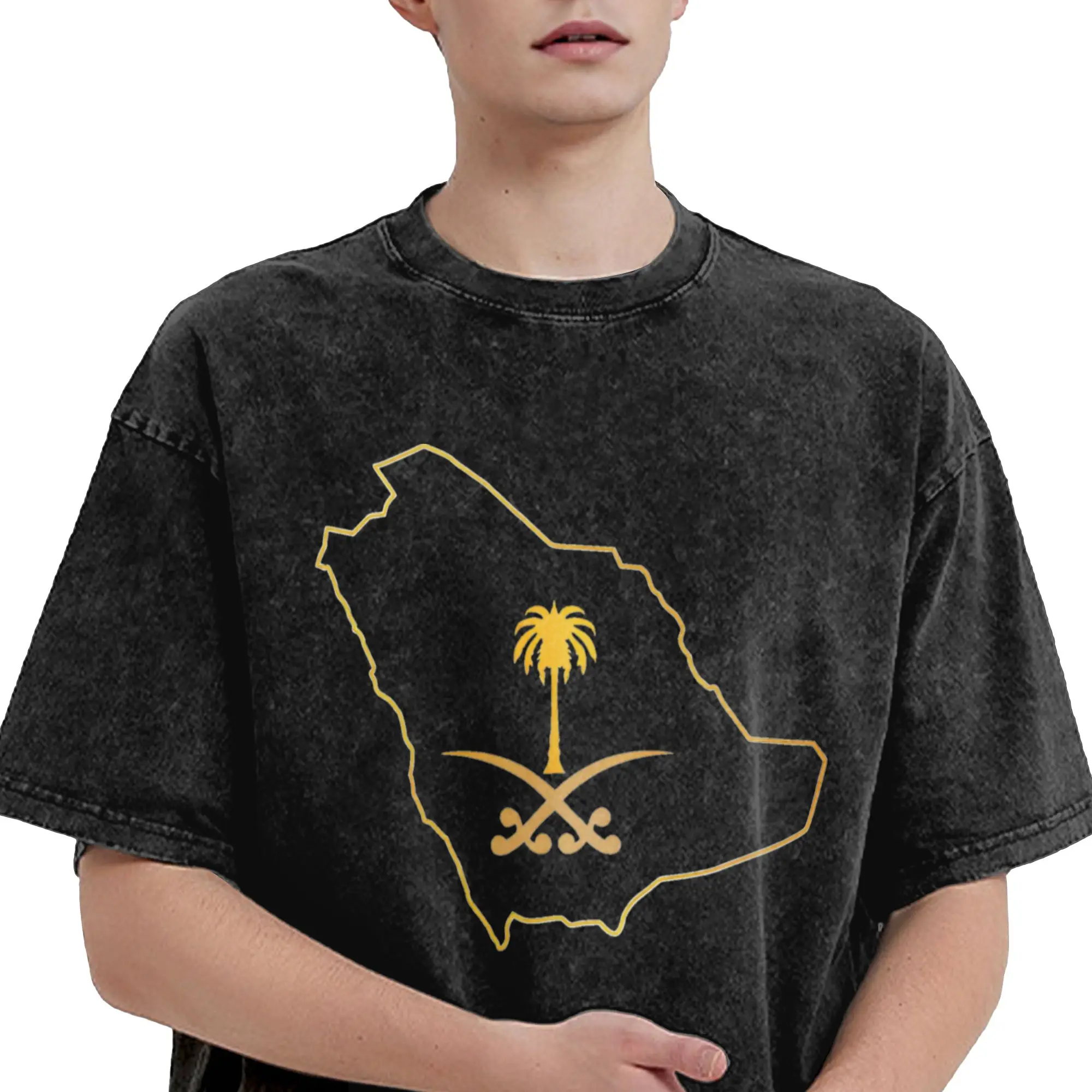Summer Kingdom Saudi Arabia Washed Shirts Merch Oversize T-Shirts Saudi National Day  Men Women Tee