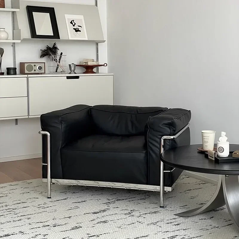 

Bauhaus LC3 Leather Single Sofa Small Living Room Casual Down Italian Minimalist Single Double Straight Row Sofa Chair Furniture