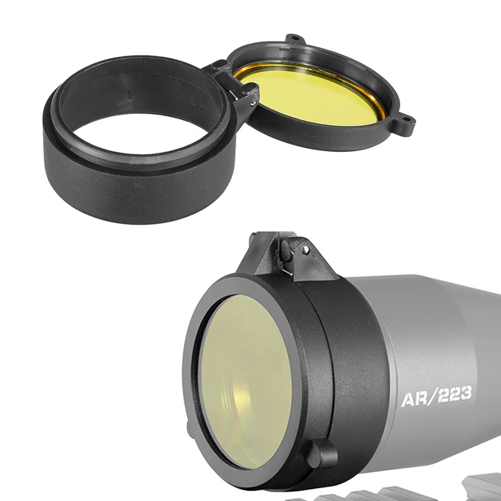 Tampa da lente do visor do rifle, tampa protetora à prova de poeira com abertura rápida para calibres de 30-69mm, acessórios para telescópios