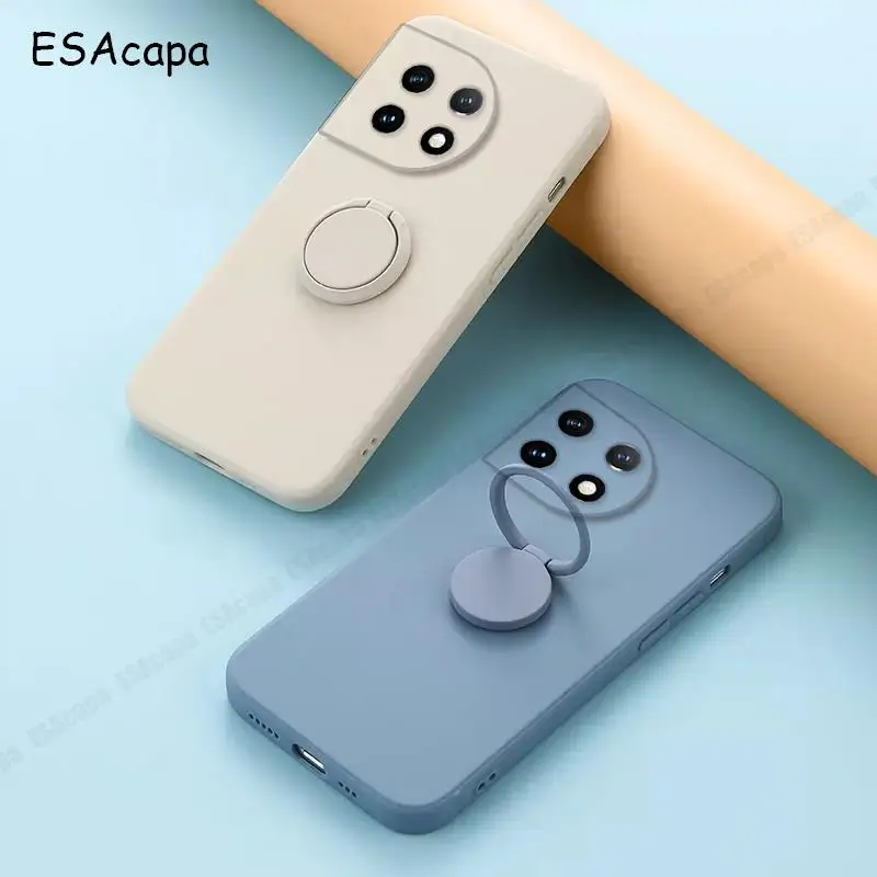 Силиконовый чехол для телефона с кольцевой подставкой для Oneplus 11 11R 10T 9R 9RT 8T 7T 6 Pro, защита объектива камеры с прямыми краями, задняя крышка