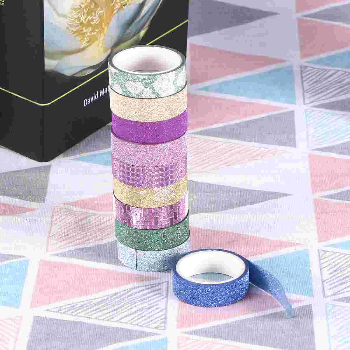 10 Pcs Stickers Adhesive Tape Glitter Masking Textured Paper Cute DIY Scrapbook