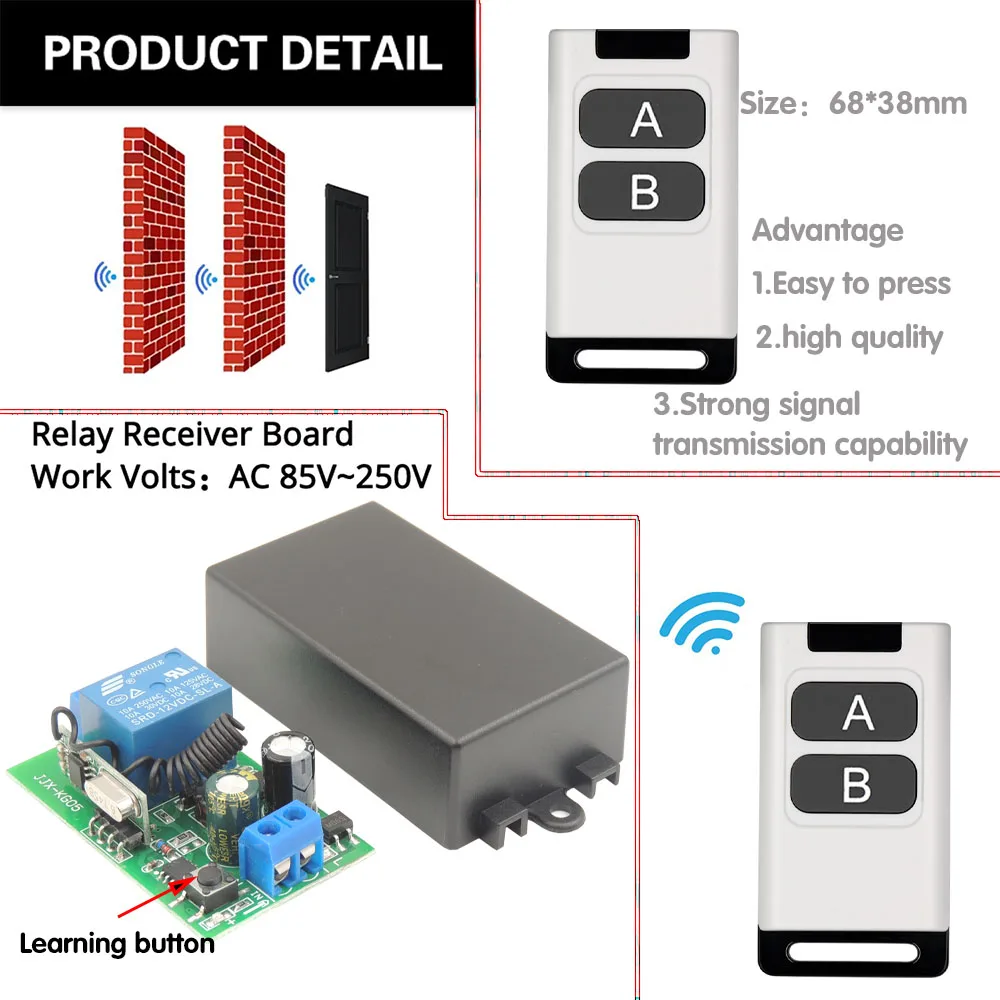 Không Dây Điều Khiển Từ Xa AC 110V 220V Radio Tiếp Thu Và Rf 433Mhz Điều Khiển Từ Xa, cho Đèn Đồ Gia Dụng DIY