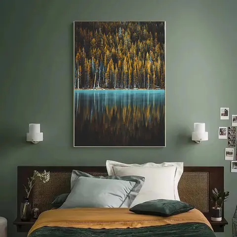 Vacker mörkgrön skog dimmigt bergslandskap naturlandskap poster kanvas målning väggkonst bilder heminredning 6 best sales naturaffisch - №3