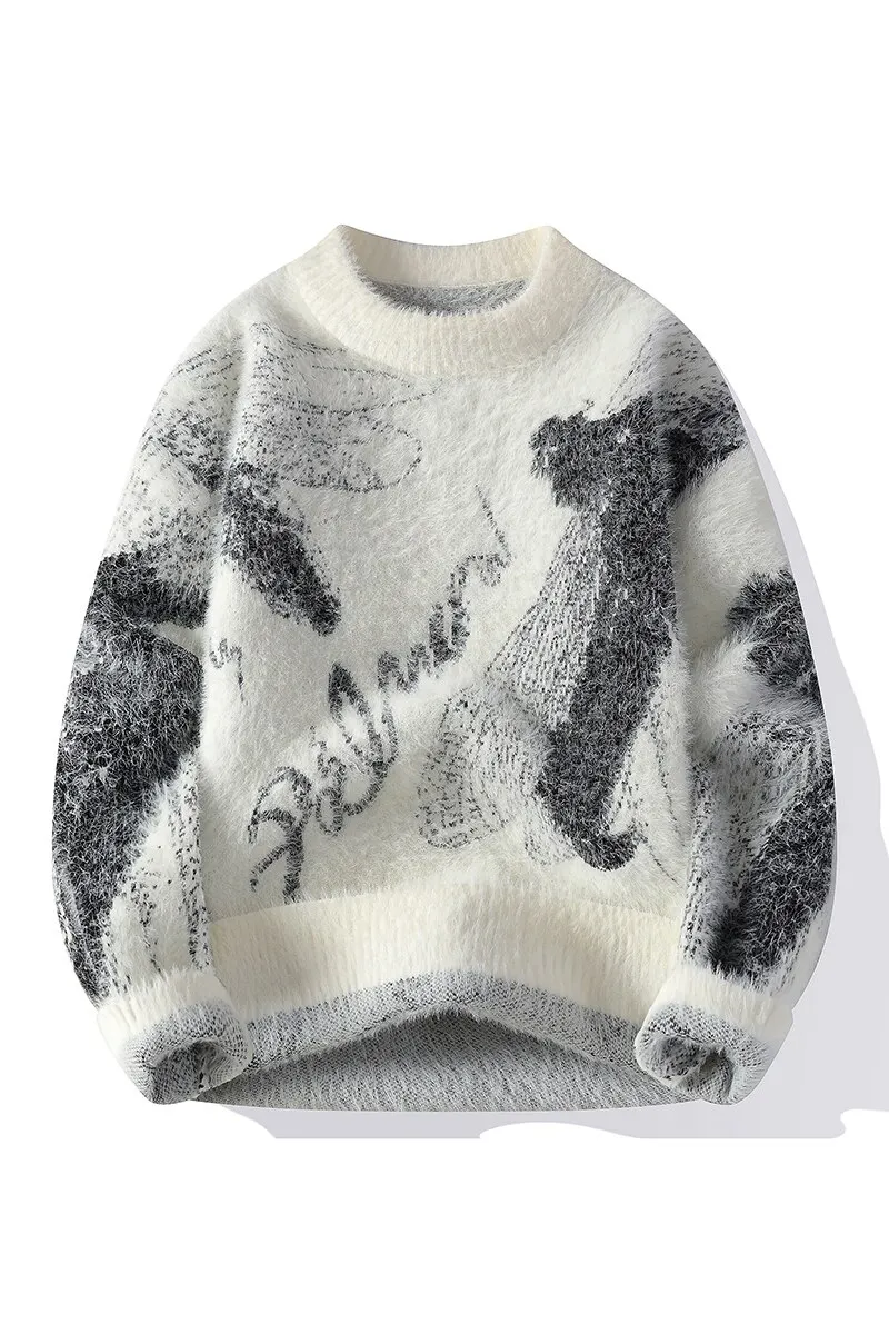 남성용 2024 겨울 스웨터, 두꺼운 O-넥 스웨터, 학생 청소년 스웨터, 가을 남성 울 캐주얼 니트웨어 풀오버