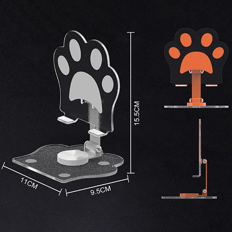 Soporte de teléfono acrílico con garra de gato, soporte ajustable para tableta y PC, soporte plegable para teléfono para grabación de vídeo y cargador