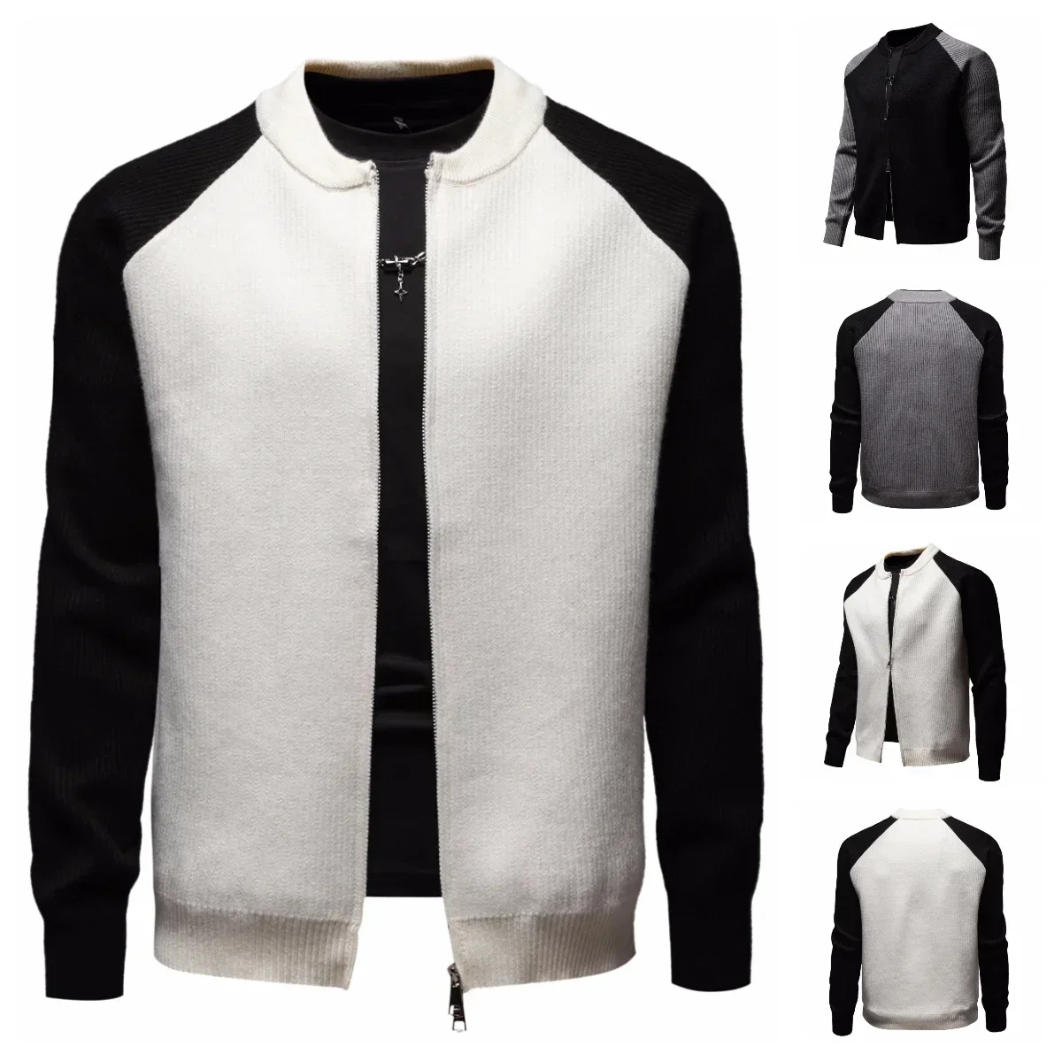 Men's New Autumn and Winter Velvet Zip-up Jacket Stylish and Comfortable Round Neck Long Sleeve Top