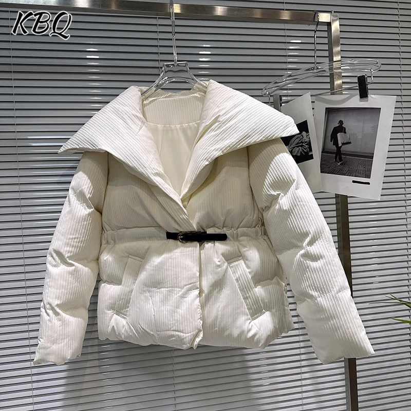 

KBQ темпераментные милые полосатые куртки для женщин с широкими лацканами и длинными рукавами, сращенными карманами, теплая талия, хлопковая одежда, женский стиль