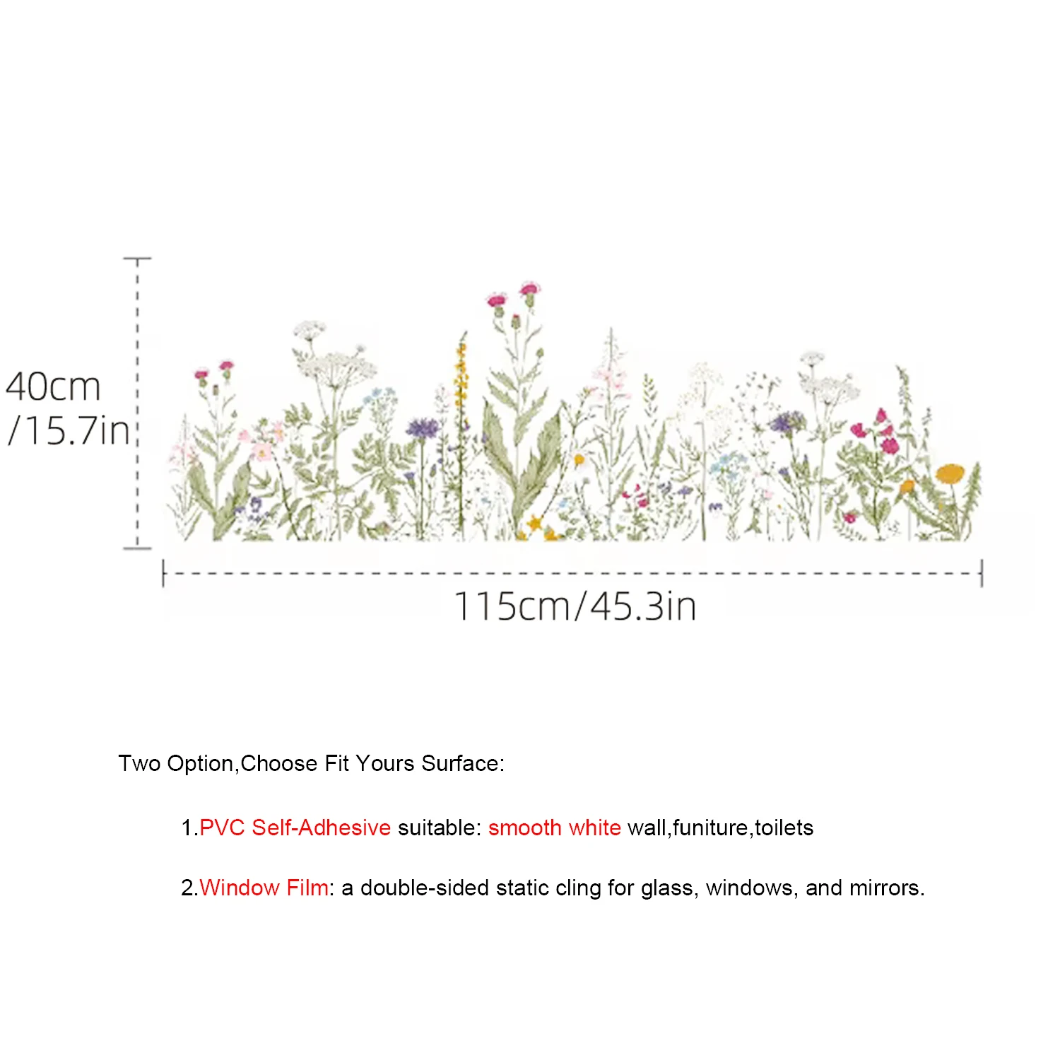 Wild flowers Wall Stickers for Kitchen Backsplash, Botanical Wall Border Sticker, Peel and Stick, Dining Room Decoration - Image 6